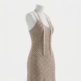 Beige Textured-Band Chunky Knit, Acrylic-Cotton