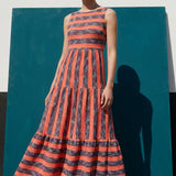 Coral Vertical-Stripe Chunky Knit, Polyester