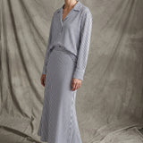 Navy Vertical-Stripe Jersey Knit, Poly-Viscose