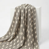 Black Geometric Interlock Knit, Cotton-Poly, 416 gsm