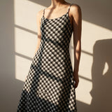 Black Houndstooth Chunky Knit, Polyester, 435 gsm