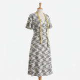 Black Abstract Rib Knit, Polyester