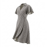 Dark Grey Stripe French Terry, Cotton-Poly
