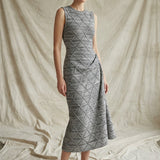 Black Marled-Diamond Chunky Knit, Polyester