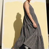 Grey Vertical-Stripe French Terry, Viscose