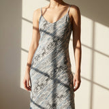 Dark Blue Abstract Chunky Knit, Poly-Viscose