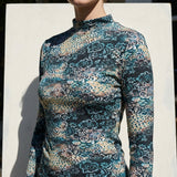 Blue Floral Jersey Knit, Polyester, 194 gsm