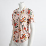 Orange Flowers Jersey Knit, Viscose