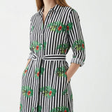 Red Tropical-Leaf Woven, Linen-Cotton