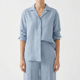 Linen Cotton Woven Fabric, 130 gsm, 142 cm — Blue