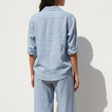 Linen Cotton Woven Fabric, 130 gsm, 142 cm — Blue