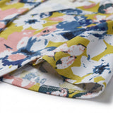 White Abstract-Floral Twill, Cotton-Poly