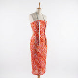 Orange Geometric-Square Crepe, Cotton