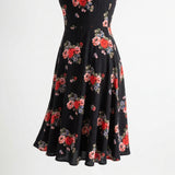 Red Floral Crepe, Viscose