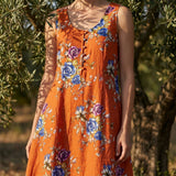 Blue Roses Linen-Look, Polyester