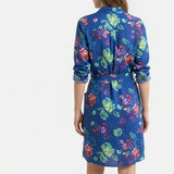 Pink Abstract-Floral Linen-Look, Polyester