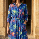 Pink Abstract-Floral Linen-Look, Polyester