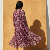 Burgundy Ikat Chiffon, Polyester