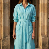 100% Polyester Linen-Look Fabric, 115 gsm, 147 cm — Blue, ref EF-8036