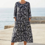 Black Paisley Linen-Look, Polyester, 115 gsm