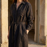 100% Polyester Linen-Look Fabric, 130 gsm, 150 cm — Black, ref EF-8046