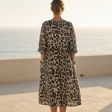 Black Leopard Linen-Look, Polyester, 130 gsm