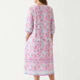 Pink Floral Linen-Look, Polyester, 160 gsm