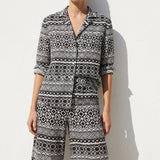 Black Horizontal-Band Linen-Look, Polyester