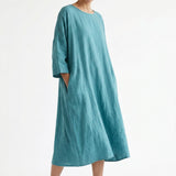 100% Polyester Linen-Look Fabric, 115 gsm, 147 cm — Blue, ref EF-8107