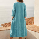 100% Polyester Linen-Look Fabric, 115 gsm, 147 cm — Blue, ref EF-8107