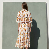 Orange Floral Jersey Knit, Polyester