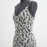 Black Animal Print Chunky Knit, Cotton-Poly, 234 gsm