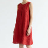 100% Polyester Linen-Look Fabric, 90 gsm, 153 cm — Red