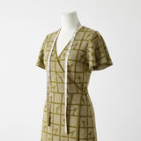Olive Grid Jacquard, Poly-Viscose