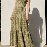 Olive Grid Jacquard, Poly-Viscose
