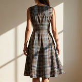 Blue Bold-Plaid Poplin, Cotton