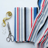 White Vertical-Stripe Canvas, Cotton