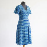 Blue Geometric Corduroy, Cotton