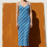 Blue Geometric Corduroy, Cotton