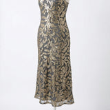 Gold Sequin Mesh, Polyester, 180 gsm