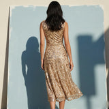 Gold Sequin Mesh, Polyester, 134 gsm