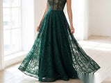 Dark Green Floral Lace, Nylon