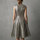 Silver Sequins Mesh, Polyester