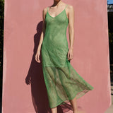 Bright Green Geometric Mesh, Polyester