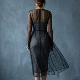 Black Horizontal-Line Mesh, Polyester