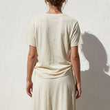 Cotton Linen Jersey Knit Fabric, 125 gsm, 153 cm — Khaki — mockup: scene
