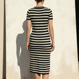 Black Horizontal-Stripe Knit, Viscose, 230 gsm — mockup: scene
