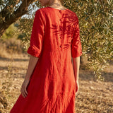 Viscose Nylon Linen-Look Fabric, 140 gsm, 150 cm — Red — mockup: scene