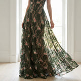 Dark Green Floral Lace, Nylon-Spandex — mockup: scene