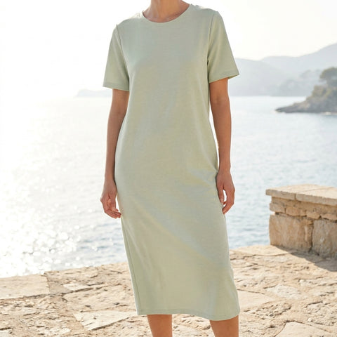 Pale Sage Ribbed Ponte Knit, Poly-Linen